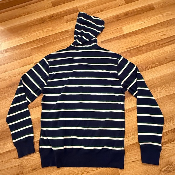 J.Crew Re-Imagined Mens Striped Pullover Hoodie Sweatshirt Blue Green Cotton - Picture 5 of 5